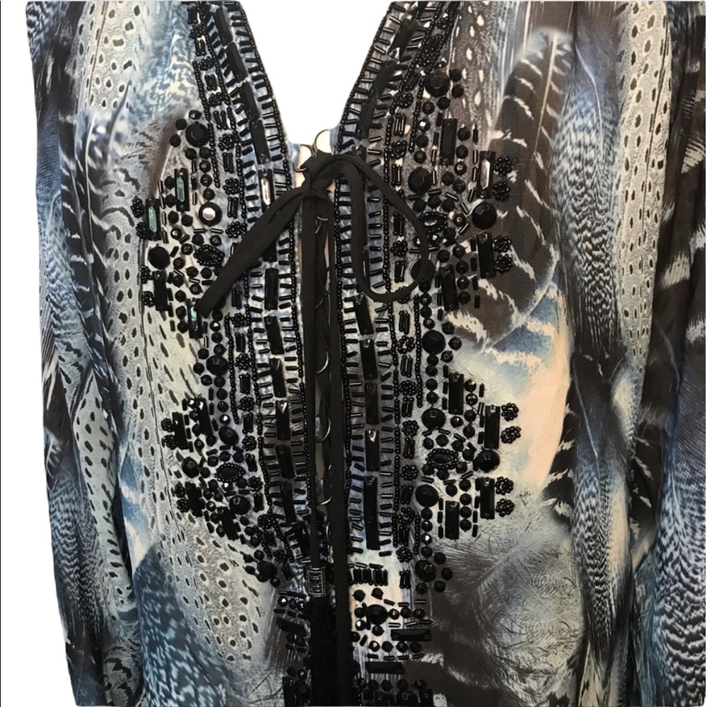 Hale Bob Sheer Feather Print Long Sleeve Blouse. … - image 3